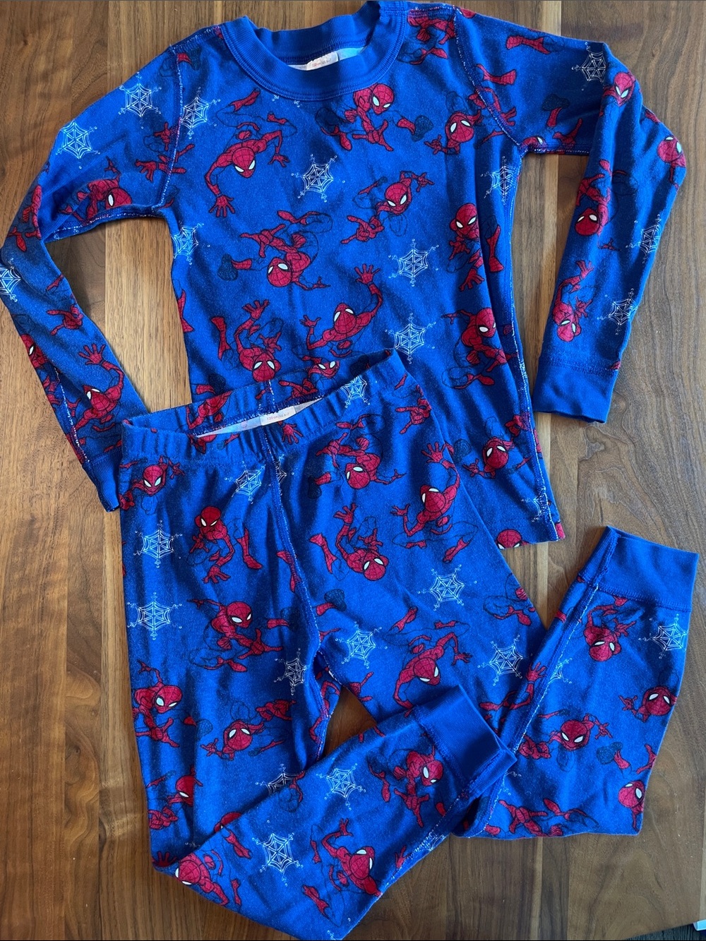 Hanna Andersson Blue and Red Spider Character Kids Pajama Set